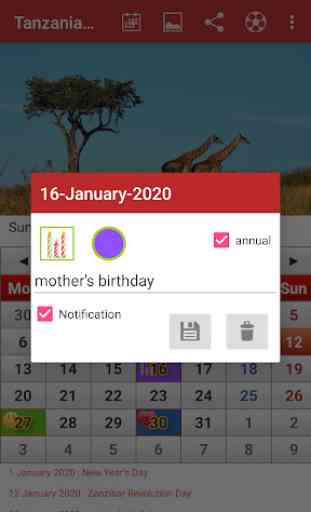 Tanzania Calendar 2020 2