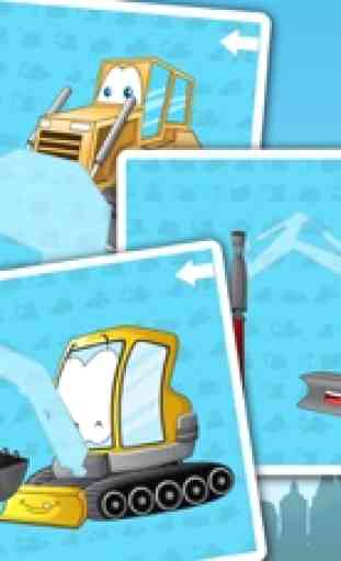 Veículos e caminhões no canteiro de obras - jogo de quebra-cabeça livre para meninos 2