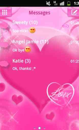 Tema do amor rosa GO SMS Pro 1