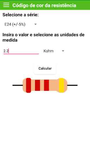 Cálculo de resistores de código de cores 1