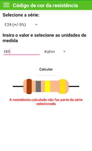Cálculo de resistores de código de cores 2