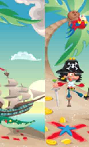 Jogo para crianças de 2-5 idade sobre piratas: jogos e quebra-cabeças para o jardim de infância, pré-escola ou creche com pirata, capitão, papagaio, arca do tesouro, crocodilo e navio no oceano! 2