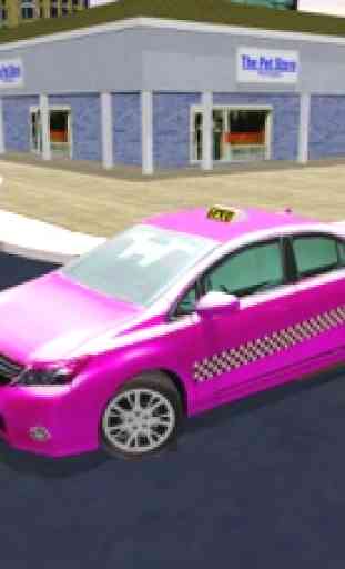 Motorista táxi rosa driver & carros modernos rush 3