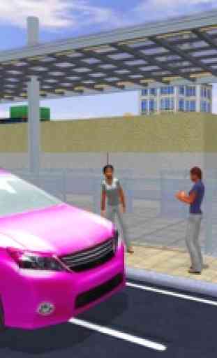 Motorista táxi rosa driver & carros modernos rush 4