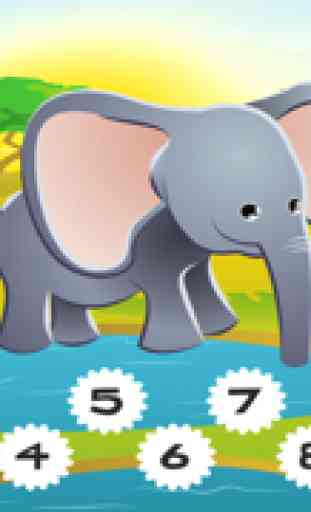 Ativo! Contando o Jogo Para As Crianças Sobre Os Animais da Safari Para Aprender a Contar 3