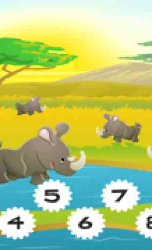 Ativo! Contando o Jogo Para As Crianças Sobre Os Animais da Safari Para Aprender a Contar 4