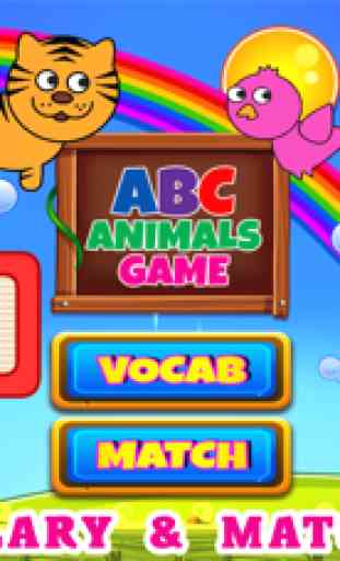ABC Animais Jogo Para Crianças: Match Card & Vocab 1