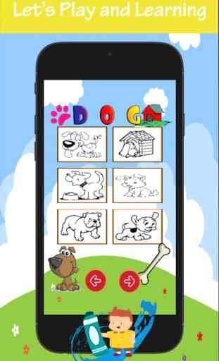 Dog Coloring Book For Kids: Desenho e coloração página jogos livres para a habilidade de aprendizagem 4