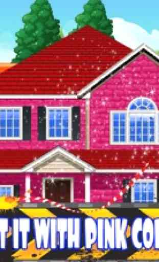 construção de casa rosa menina 4