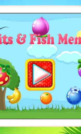 Jogos para Crianças frutas e peixes pré-escolar educacional Matching 4