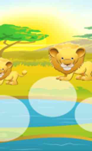 Jogo para crianças idade 2-5 sobre os animais do safari: Jogos e quebra-cabeças para o jardim de infância, pré-escola ou creche com o leão, elefante, crocodilo, hipopótamo, macaco e papagaio na selva, savana ou deserto! 4