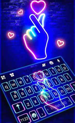 Tema Keyboard Love Heart Neon 1