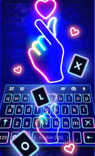 Tema Keyboard Love Heart Neon 2