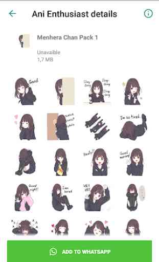 Anime Menhera Cute Girl For WhatsApp Stickers 1