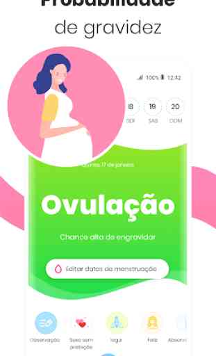 Calendário menstrual MIA - Ovulação e menstruação 2