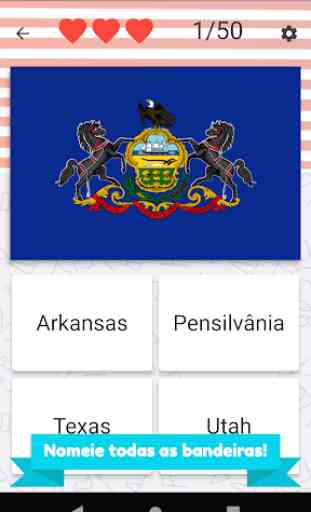 EUA estados quiz - 50 estados, capitais, bandeiras 2