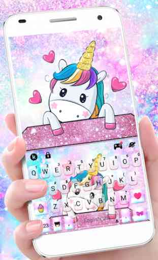 Tema Keyboard Cute Cartoon Unicorn 1