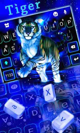 Tema Keyboard Neon Blue Tiger King 2