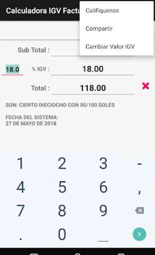 Calculadora Factura IGV Perú 3