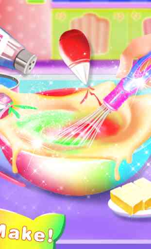 Fazendo Unicorn Rainbow Cake - Kids Cooking Game 3