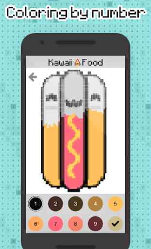 Kawaii Food pixel art - comida pintar por numeros 2