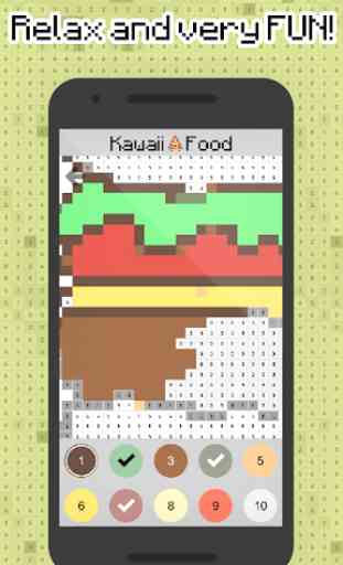 Kawaii Food pixel art - comida pintar por numeros 3