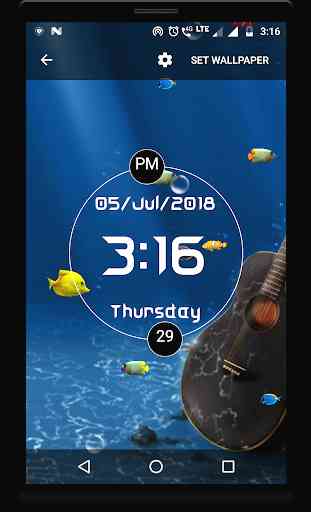 LED Digital Clock with Aquarium live wallpaper 1