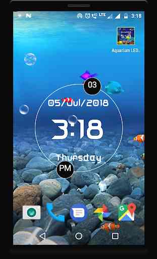 LED Digital Clock with Aquarium live wallpaper 2