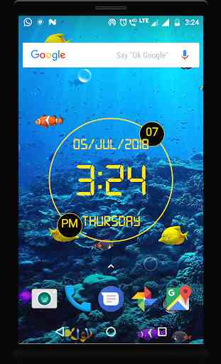 LED Digital Clock with Aquarium live wallpaper 3