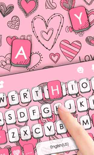 Tema Keyboard Doodle Pink Love 2