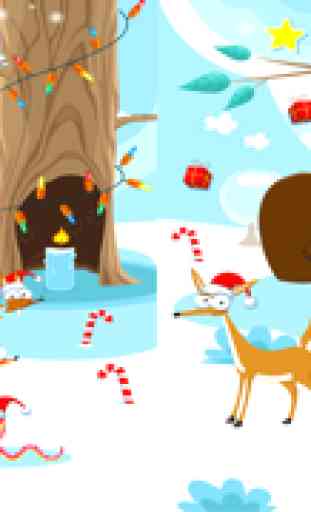 Feliz Natal! Jogo para crianças da idade 2-5 com quebra-cabeças, exercícios e jogos. Reprodução com os animais da floresta no inverno 4
