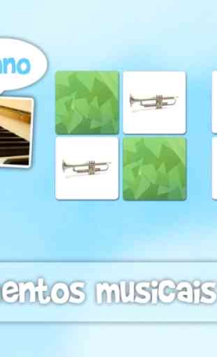 Instrumentos musicais e sons para crianças - Livro de fotos e jogo de memória 4