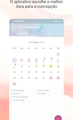Feminino calendário do ciclo menstrual 4