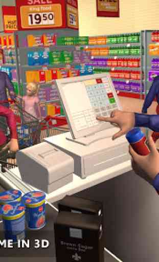 Jogo Virtual Supermercado Grocery Caixa família 3D 2