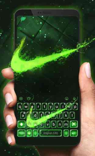 Tema Keyboard Green Neon Check 1