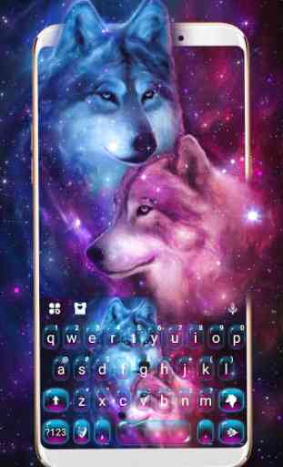 Tema Keyboard Neon Wolf Galaxy 1