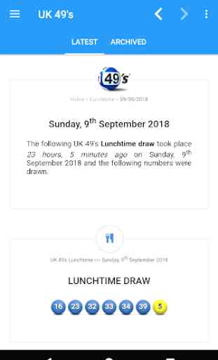UK 49's | Lunchtime | Teatime | Results 2