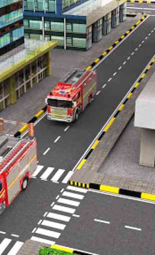 Caminhão de bombeiro cidade dirigindo resgate 2
