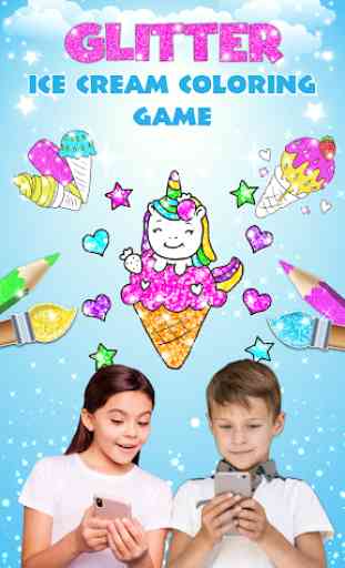 Glitter Ice Cream Coloring For Kids 1