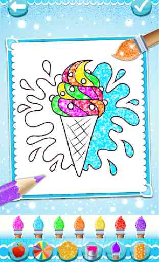 Glitter Ice Cream Coloring For Kids 4