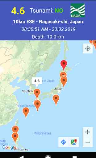 Mapa de Terremotos e Tsunamis 2