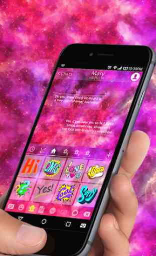 Pink Galaxy -KK Emoji Keyboard 3