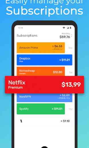 Subscriptions - Manage your regular expenses 1