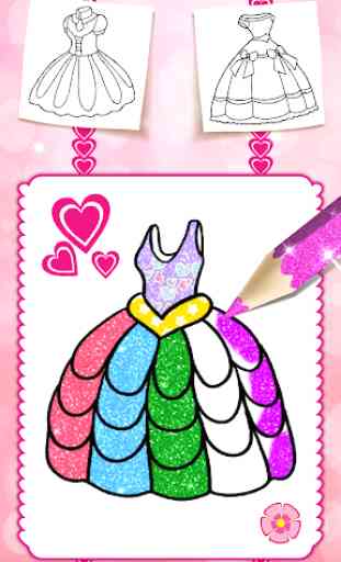 Glitter dress coloring and drawing book for Kids 3