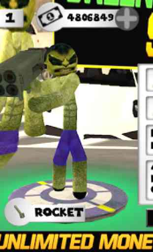 Green Monster Stickman Rope Hero Gangstar Crime 2