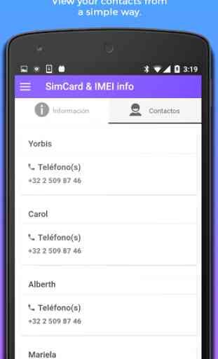 Informação SIM IMEI & Contacts 3