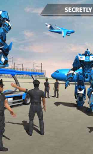 Police Robot Car Game - Police Plane Transport 2