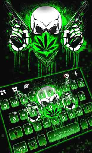 Tema Keyboard Weed Guns Skull 1