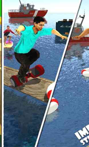 Waterpark Hoverboard Stunts surfing race 2019 4