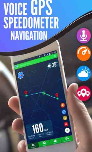 Mapas de navegação GPS de voz: Velocímetro HUD 3